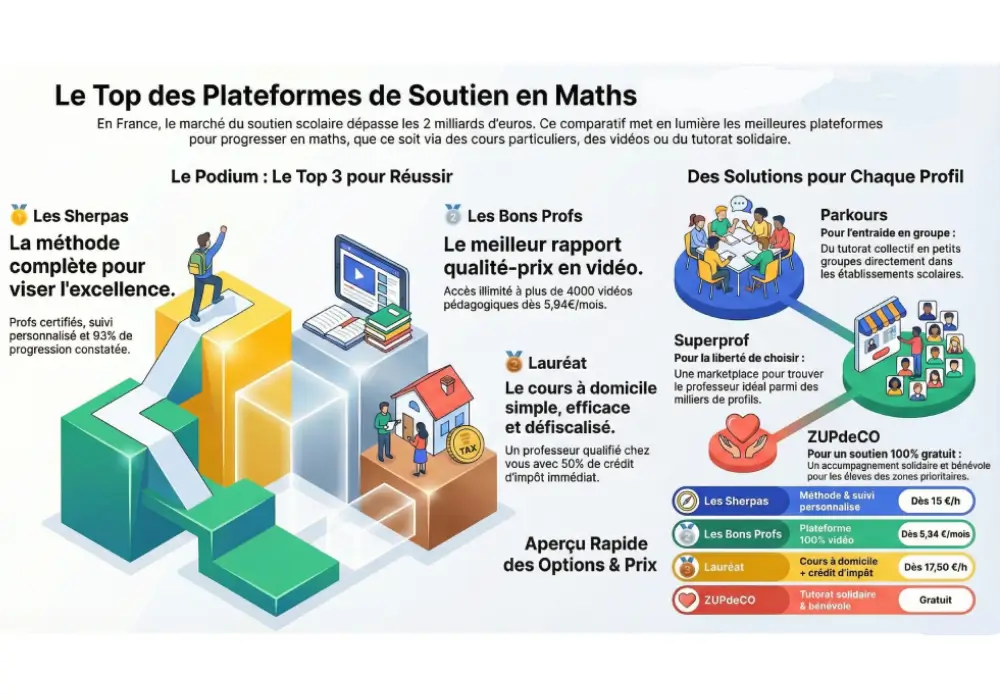 infographie du top des plateformes de soutien scolaire en mathématiques